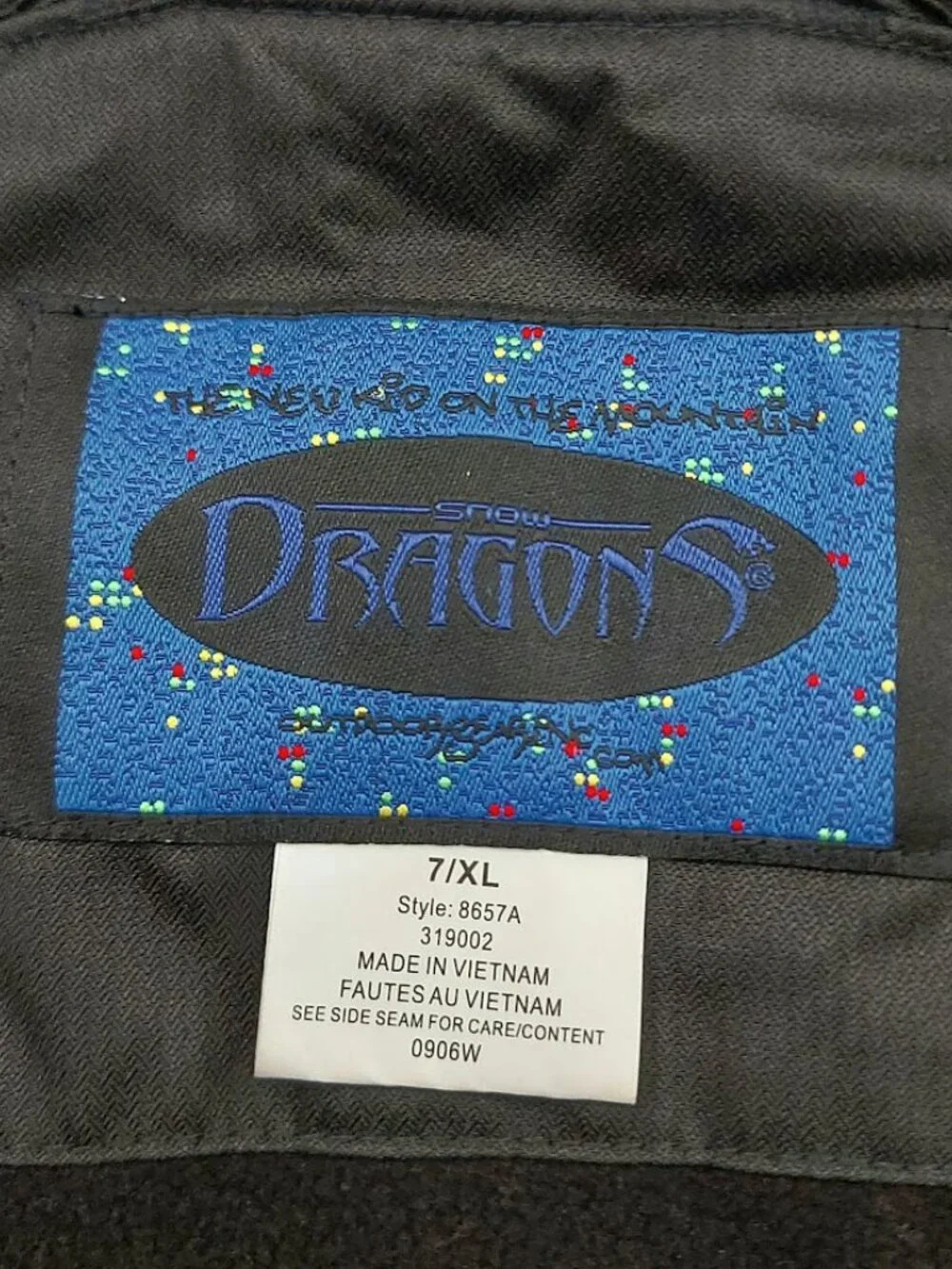 Snow Dragons Ski Bib Pants Kids 7 XL Black Insulated Waterproof Winter Overalls